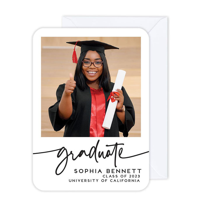 Custom Photo Graduation Announcement Cards with Envelopes, Set of 24-Set of 24-Andaz Press-Minimal Frame-