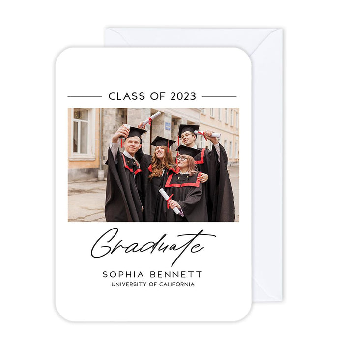 Custom Photo Graduation Announcement Cards with Envelopes, Set of 24-Set of 24-Andaz Press-Minimal Graduate-