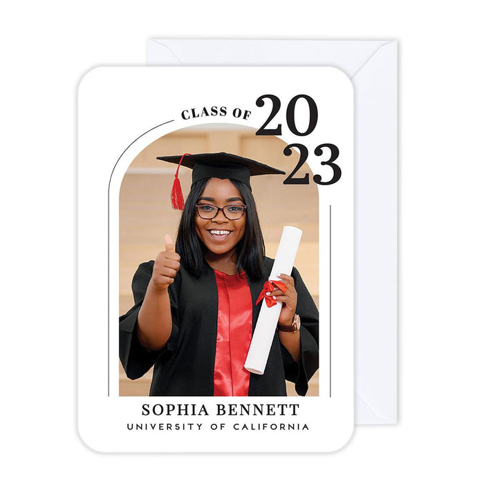 Custom Photo Graduation Announcement Cards with Envelopes, Set of 24-Set of 24-Andaz Press-Modern Arch Class Year-