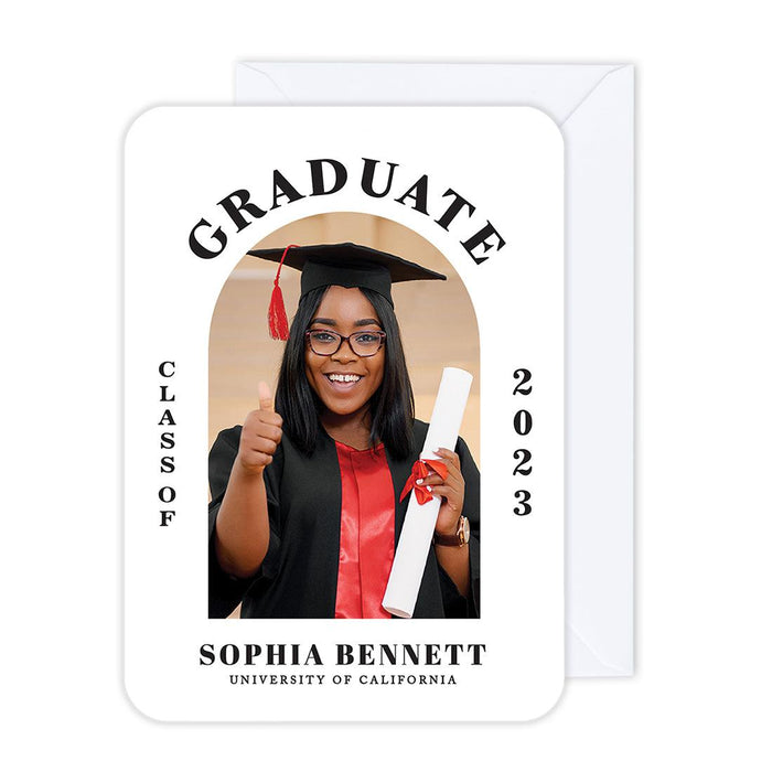 Custom Photo Graduation Announcement Cards with Envelopes, Set of 24-Set of 24-Andaz Press-Modern Arch Graduate-