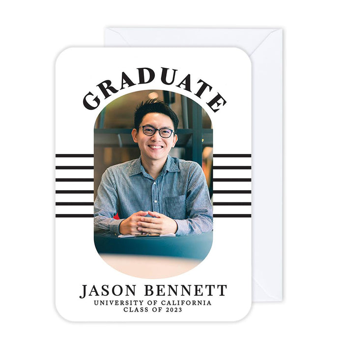 Custom Photo Graduation Announcement Cards with Envelopes, Set of 24-Set of 24-Andaz Press-Modern Minimal-