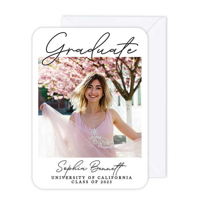 Custom Photo Graduation Announcement Cards with Envelopes, Set of 24-Set of 24-Andaz Press-Rustic-