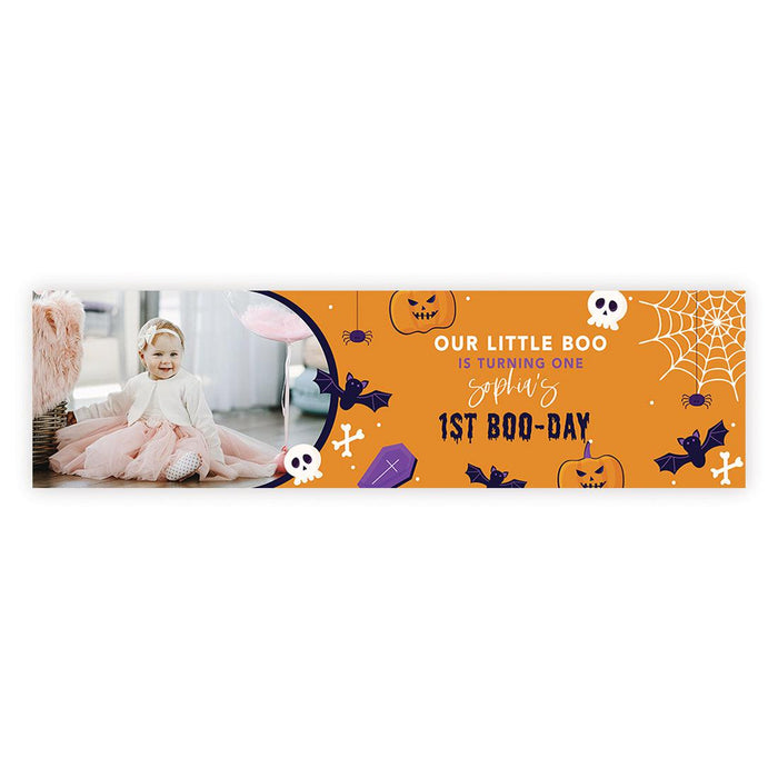 Custom Photo Halloween 1st Birthday Banner, Backdrop Welcome Sign, Set of 1-Set of 1-Andaz Press-1st Boo Day-