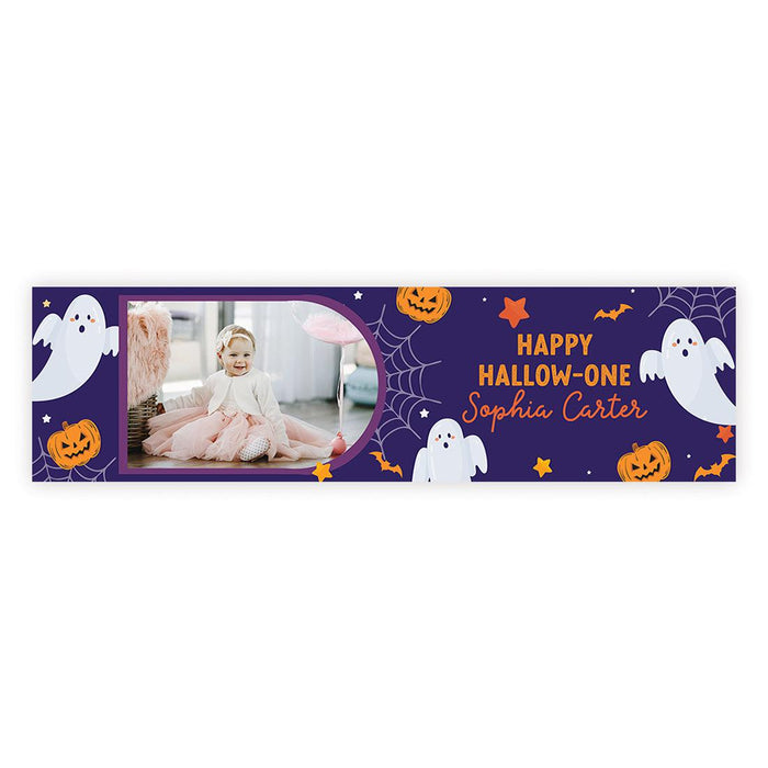 Custom Photo Halloween 1st Birthday Banner, Backdrop Welcome Sign, Set of 1-Set of 1-Andaz Press-Happy Hallow-One-
