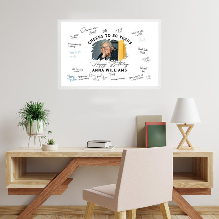 Custom Photo Happy Birthday Signature Frame Guest Book Alternative, Set of 1-Set of 1-Andaz Press-50 Years-