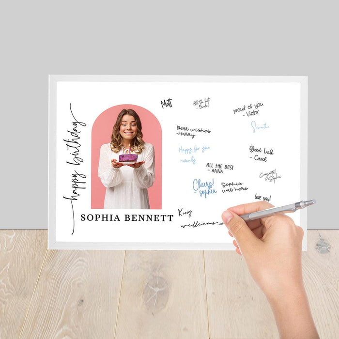 Custom Photo Happy Birthday Signature Frame Guest Book Alternative, Set of 1-Set of 1-Andaz Press-50 Years-