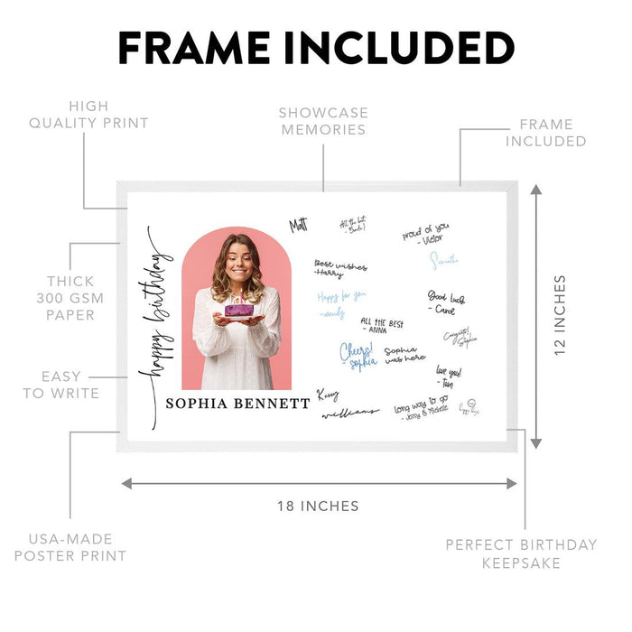 Custom Photo Happy Birthday Signature Frame Guest Book Alternative, Set of 1-Set of 1-Andaz Press-50 Years-