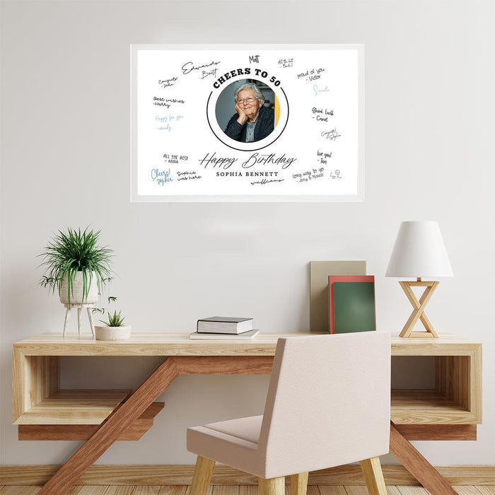 Custom Photo Happy Birthday Signature Frame Guest Book Alternative, Set of 1-Set of 1-Andaz Press-50 Years-