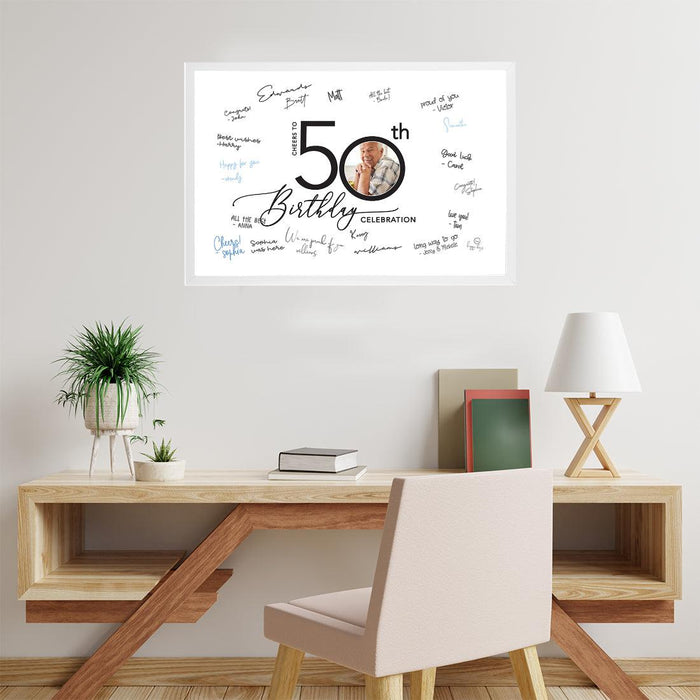 Custom Photo Happy Birthday Signature Frame Guest Book Alternative, Set of 1-Set of 1-Andaz Press-50 Years-