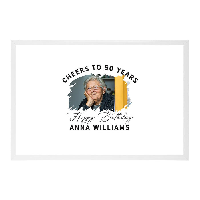 Custom Photo Happy Birthday Signature Frame Guest Book Alternative, Set of 1-Set of 1-Andaz Press-Cheers to 50 Years Custom Photo-