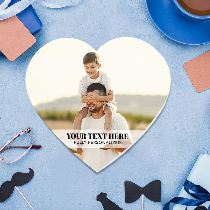 Custom Photo Happy Father's Day Heart Shaped Box with Lid, Reusable Heart Box, Set of 1-Set of 1-Andaz Press-Custom Photo Text-