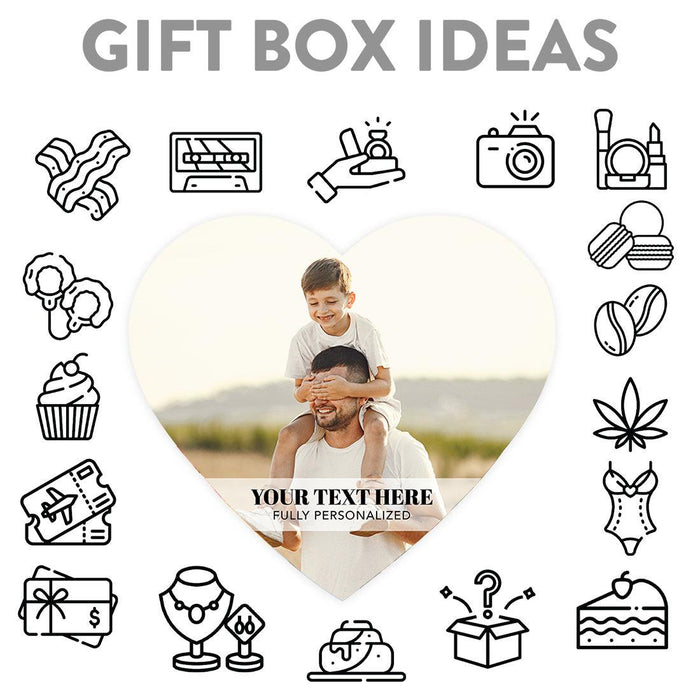 Custom Photo Happy Father's Day Heart Shaped Box with Lid, Reusable Heart Box, Set of 1-Set of 1-Andaz Press-Custom Photo Text-