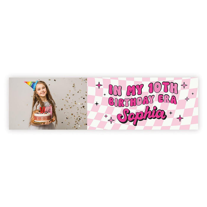 Custom Photo It's Me Hi I'm The Birthday Girl Its Me Banner, Disco Party Decorations, Set of 1-Set of 1-Andaz Press-Retro Hot Pink with Photo-