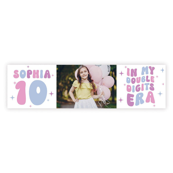 Custom Photo It's Me Hi I'm The Birthday Girl Its Me Banner, Disco Party Decorations, Set of 1-Set of 1-Andaz Press-Pastel Purples with Photo-