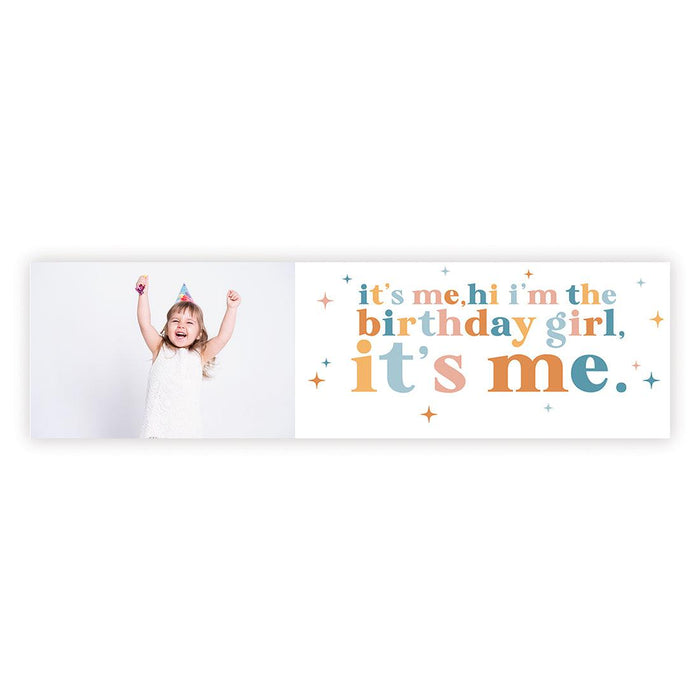 Custom Photo It's Me Hi I'm The Birthday Girl Its Me Banner, Disco Party Decorations, Set of 1-Set of 1-Andaz Press-Retro Pastel Boho with Photo-