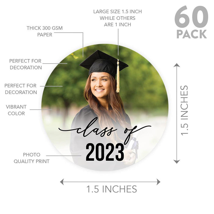 Custom Photo Round Double-Sided Graduation Confetti, Set of 60-Set of 60-Andaz Press-Class Of Custom Year-
