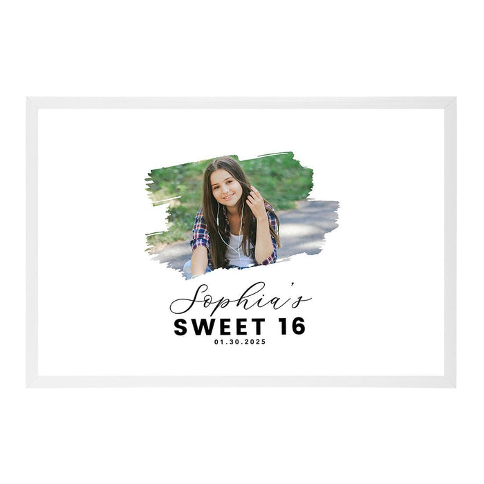 Custom Photo Sweet 16 Signature Frame Guest Book Alternative, Set of 1-Set of 1-Andaz Press-Round Custom Photo-