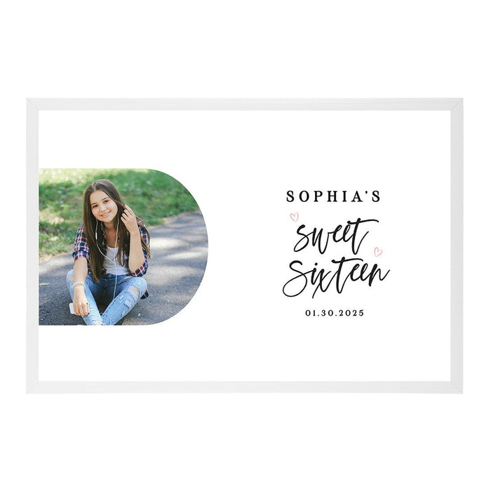 Custom Photo Sweet 16 Signature Frame Guest Book Alternative, Set of 1-Set of 1-Andaz Press-Round Custom Photo-