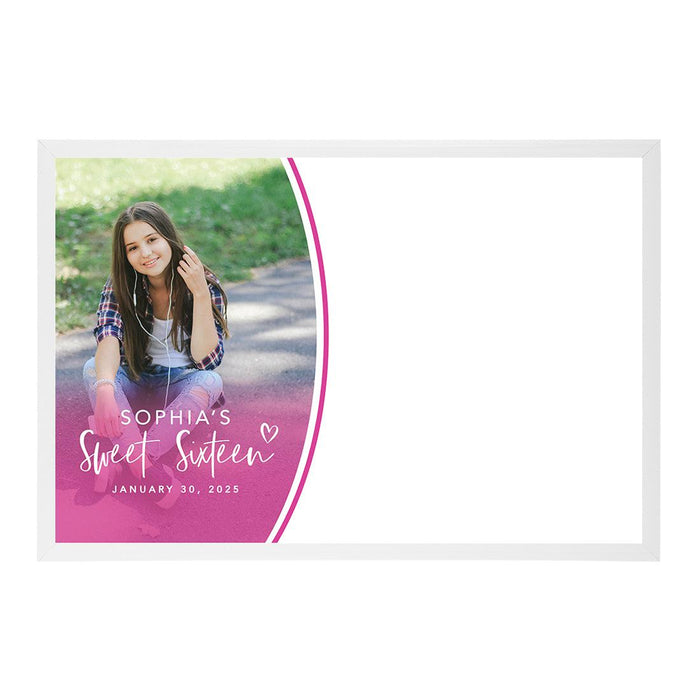 Custom Photo Sweet 16 Signature Frame Guest Book Alternative, Set of 1-Set of 1-Andaz Press-Round Custom Photo-