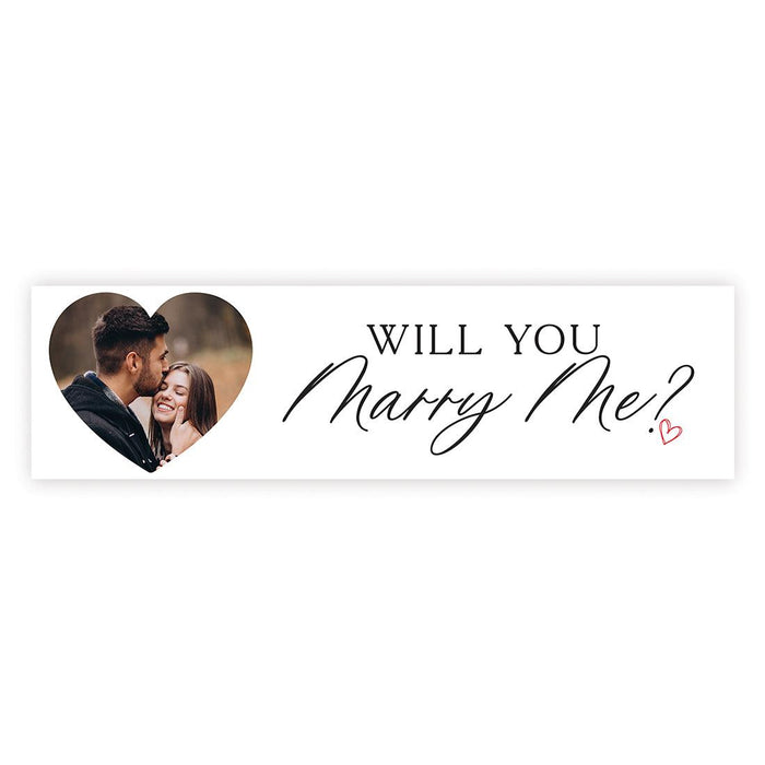 Custom Photo Will You Marry Me Sign Banner, Proposal and Valentine's Day Decor Ideas, Set of 1-Set of 1-Andaz Press-Heart Photo Frame Will You Marry Me?-
