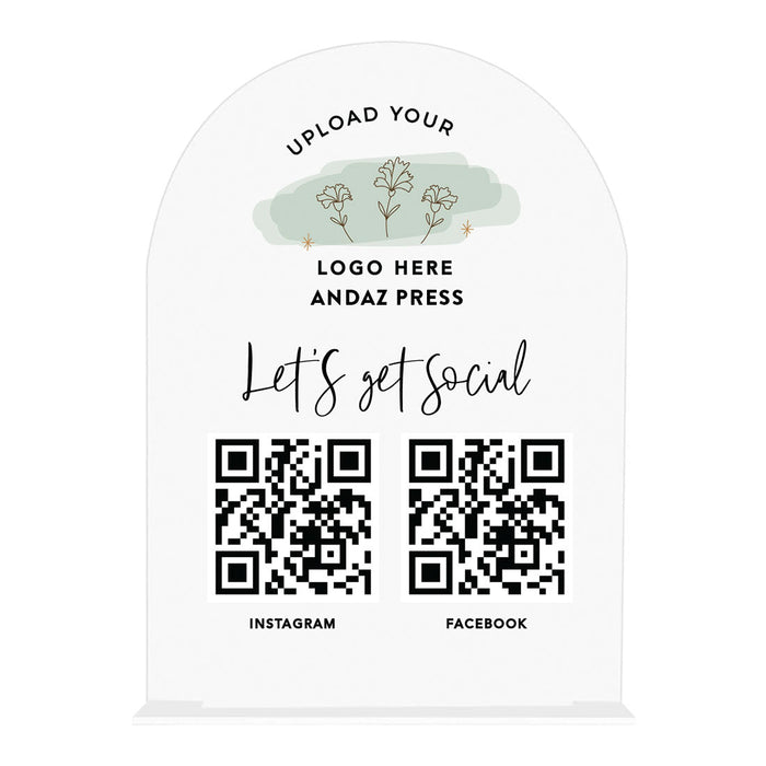 Custom QR Code Sign with Logo Acrylic Display for Business-Set of 1-Andaz Press-Arch Custom QR Code Sign-