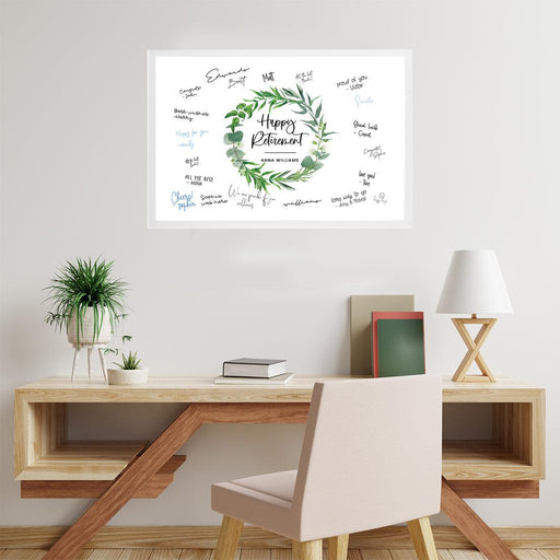 Custom Retirement Signature Frame Guest Book Alternative, Set of 1-Set of 1-Andaz Press-Greenery Wreath-