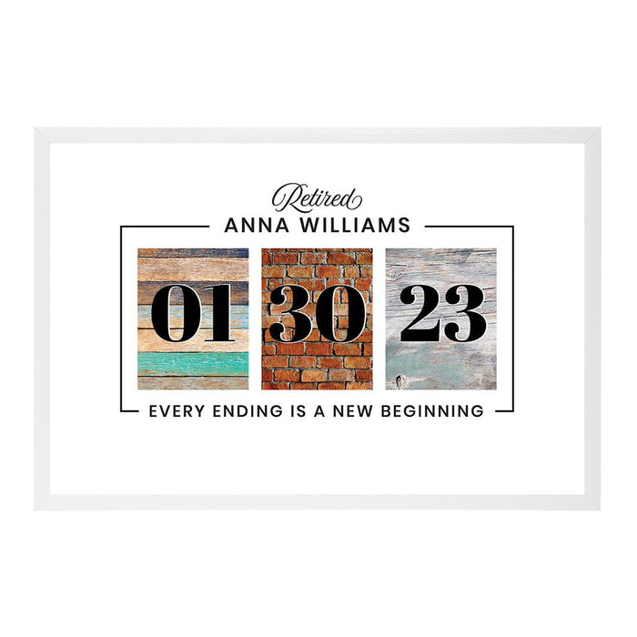 Custom Retirement Signature Frame Guest Book Alternative, Set of 1-Set of 1-Andaz Press-Every Ending Is A New Beginning-