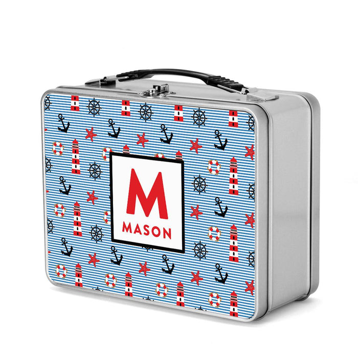 Custom Retro Style Stainless Steel Kids Lunch Box, Set of 1-Set of 1-Andaz Press-Pink & Purple Dinosaurs-