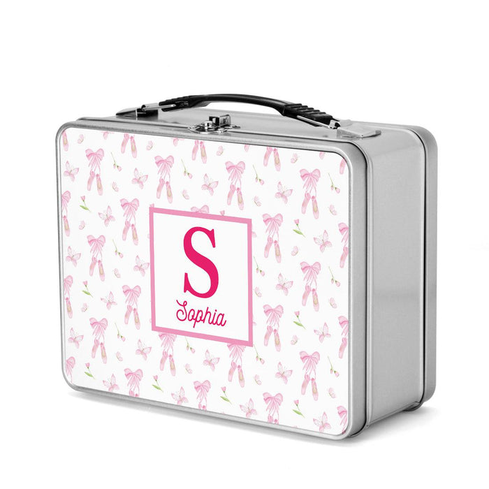Custom Retro Style Stainless Steel Kids Lunch Box, Set of 1-Set of 1-Andaz Press-Bows & Ballet Flats-