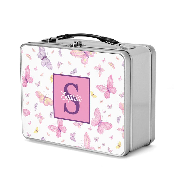 Custom Retro Style Stainless Steel Kids Lunch Box, Set of 1-Set of 1-Andaz Press-Butterfly-