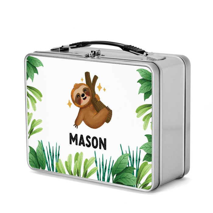 Custom Retro Style Stainless Steel Kids Lunch Box, Set of 1-Set of 1-Andaz Press-Cute Sloth-