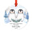 Custom Round Christmas Ornament, Baby Miller Due, Watercolor Winter Penguins on Snow-Set of 1-Andaz Press-Baby-