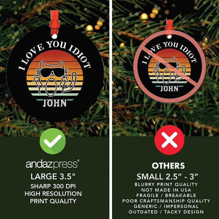 Custom Sibling Christmas Ornaments 20XX, Metal Funny Big Brother & Sister Gift-Set of 1-Andaz Press-Fluff You!-