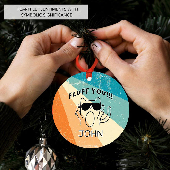 Custom Sibling Christmas Ornaments 20XX, Metal Funny Big Brother & Sister Gift-Set of 1-Andaz Press-Fluff You!-