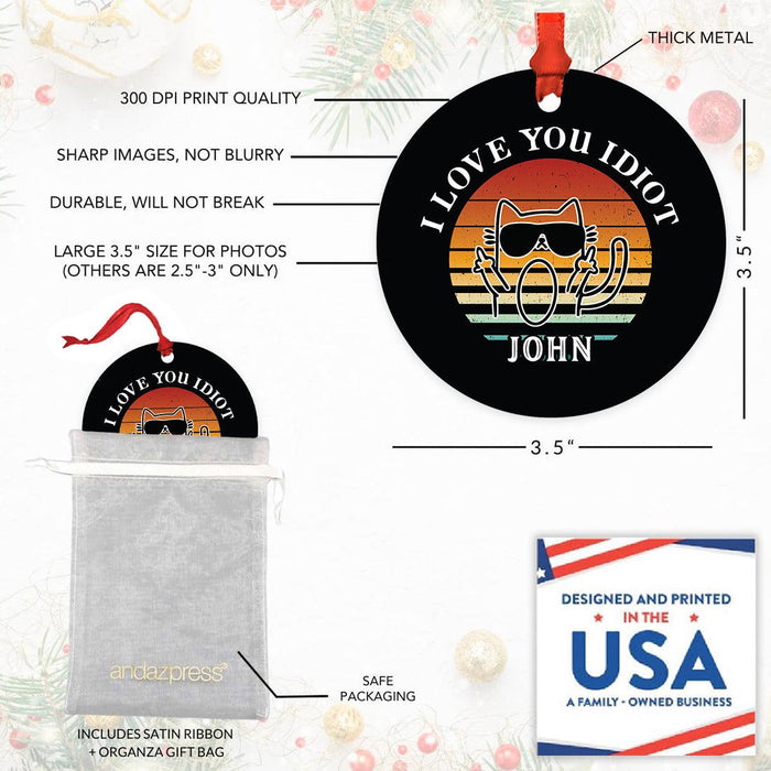 Custom Sibling Christmas Ornaments 20XX, Metal Funny Big Brother & Sister Gift-Set of 1-Andaz Press-Fluff You!-