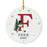 Custom Snowman Round Porcelain Christmas Ornament, Monogram Letter with Custom Name, Set of 1-Set of 1-Andaz Press-Monogram A-