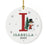 Custom Snowman Round Porcelain Christmas Ornament, Monogram Letter with Custom Name, Set of 1-Set of 1-Andaz Press-Monogram A-