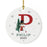Custom Snowman Round Porcelain Christmas Ornament, Monogram Letter with Custom Name, Set of 1-Set of 1-Andaz Press-Monogram A-