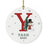 Custom Snowman Round Porcelain Christmas Ornament, Monogram Letter with Custom Name, Set of 1-Set of 1-Andaz Press-Monogram A-