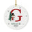 Custom Snowman Round Porcelain Christmas Ornament, Monogram Letter with Custom Name, Set of 1-Set of 1-Andaz Press-Monogram G-
