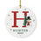 Custom Snowman Round Porcelain Christmas Ornament, Monogram Letter with Custom Name, Set of 1-Set of 1-Andaz Press-Monogram H-