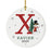 Custom Snowman Round Porcelain Christmas Ornament, Monogram Letter with Custom Name, Set of 1-Set of 1-Andaz Press-Monogram X-