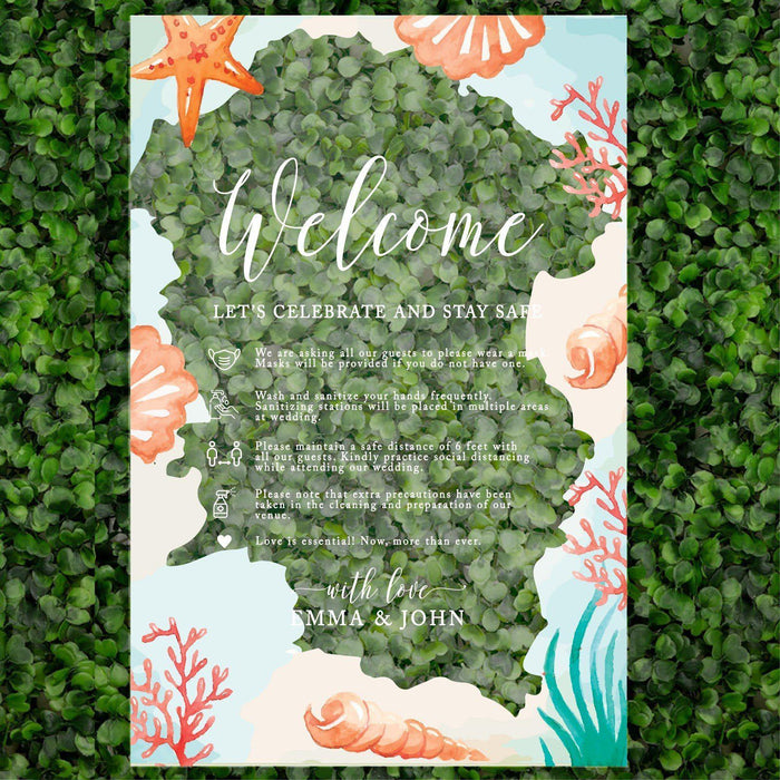 Custom Social Distance Clear Acrylic Wedding Party Signs, White Text, 16 x 24 Inches-Set of 1-Andaz Press-Welcome Autumn-