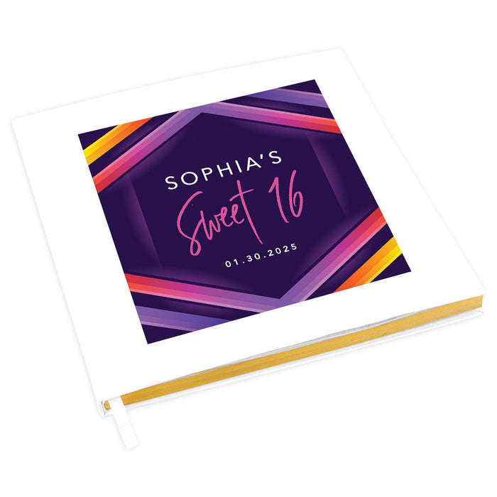 Custom Sweet 16 Guestbook with Gold Accents, Hard Cover Photo Album, Set of 1-Set of 1-Andaz Press-Blush Pink-