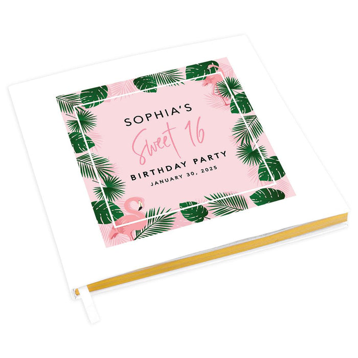 Custom Sweet 16 Guestbook with Gold Accents, Hard Cover Photo Album, Set of 1-Set of 1-Andaz Press-Blush Pink-