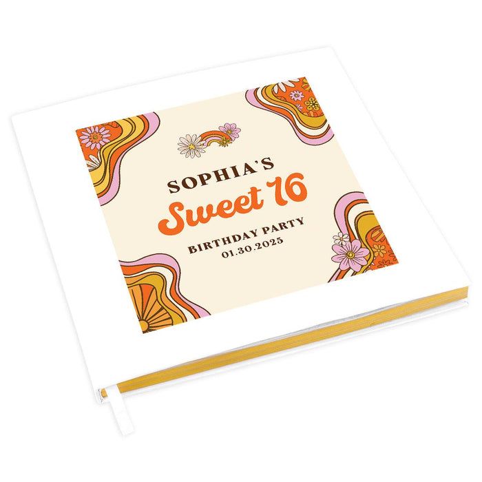 Custom Sweet 16 Guestbook with Gold Accents, Hard Cover Photo Album, Set of 1-Set of 1-Andaz Press-Blush Pink-