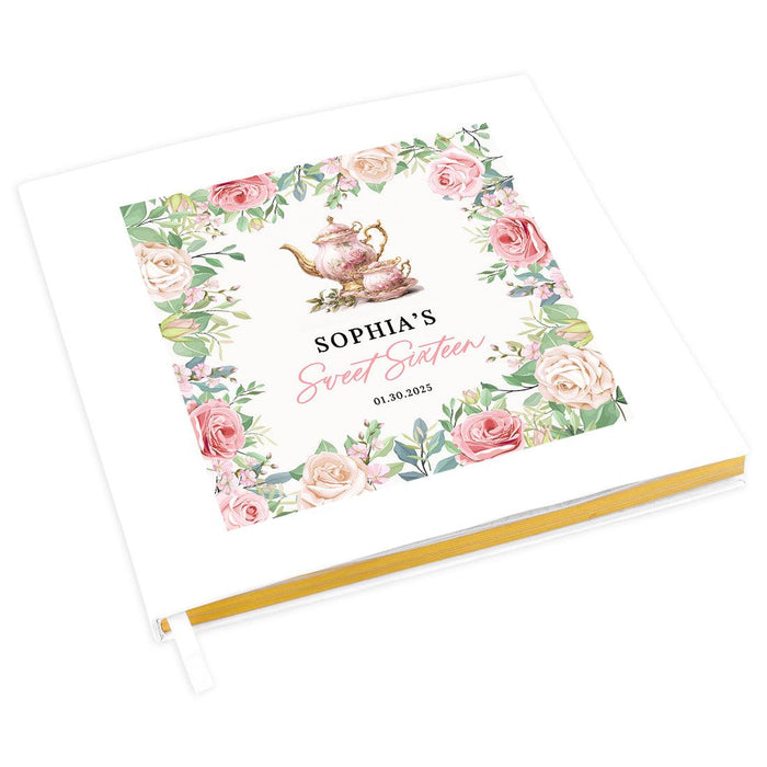 Custom Sweet 16 Guestbook with Gold Accents, Hard Cover Photo Album, Set of 1-Set of 1-Andaz Press-Blush Pink-