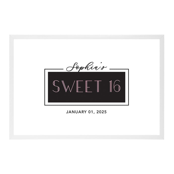 Custom Sweet 16 Signature Frame Guest Book Alternative, Set of 1-Set of 1-Andaz Press-Rose Gold-