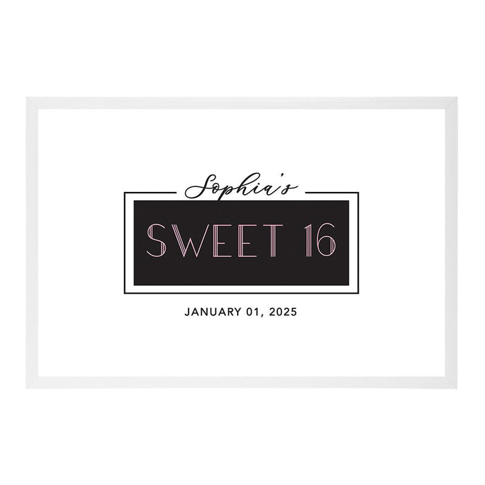 Custom Sweet 16 Signature Frame Guest Book Alternative, Set of 1-Set of 1-Andaz Press-Art Deco-