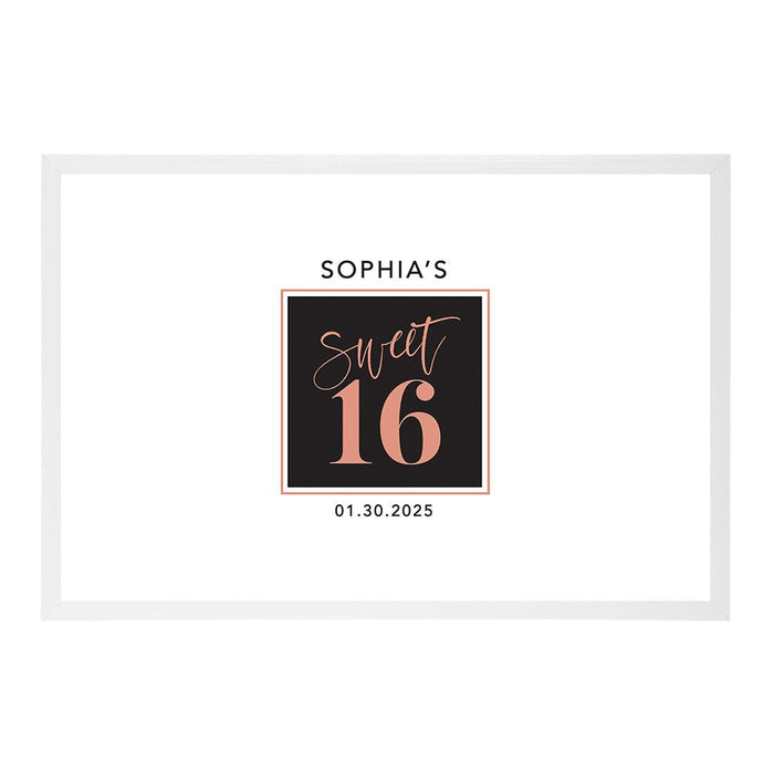 Custom Sweet 16 Signature Frame Guest Book Alternative, Set of 1-Set of 1-Andaz Press-Black & Pink-